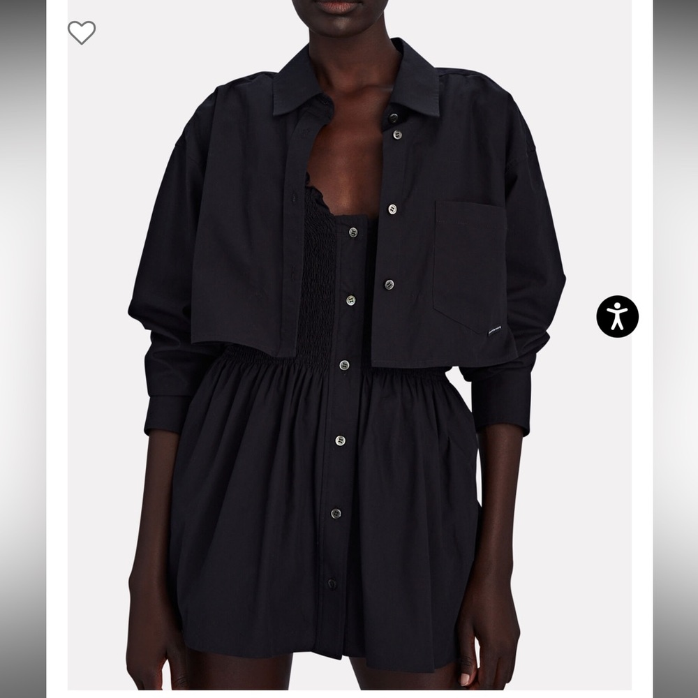 ALEXANDERWANG.T LAYERED COTTON MINI SHIRT DRESS